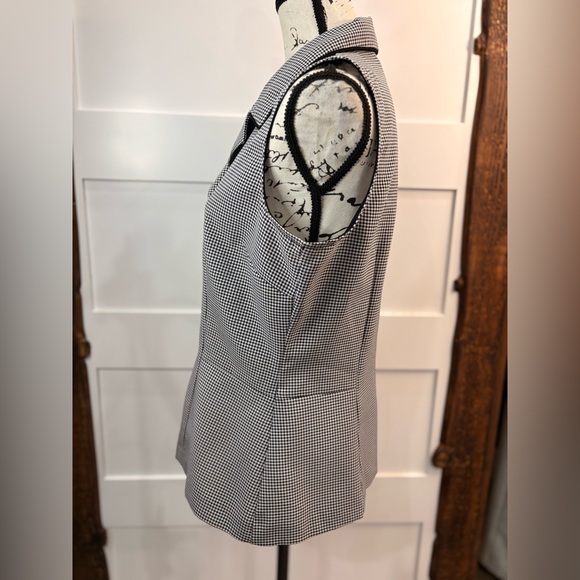 Lisa Jo Women's Sleeveless Top 11/12 Black White Check Button-Up Fitted Blouse - Picture 4 of 8